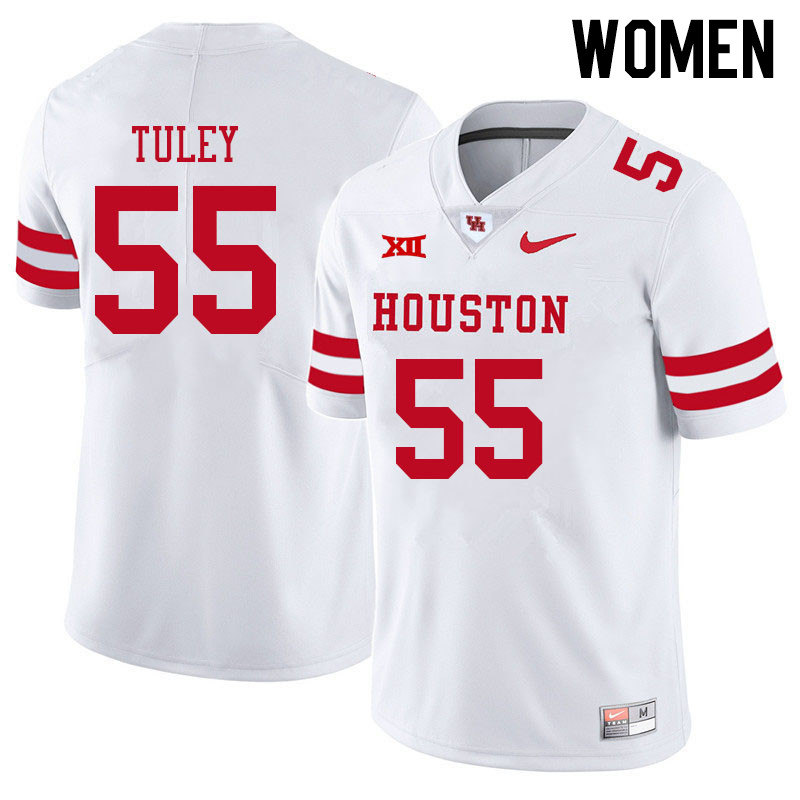 Women #55 Cavan Tuley Houston Cougars College Big 12 Conference Football Jerseys Sale-White